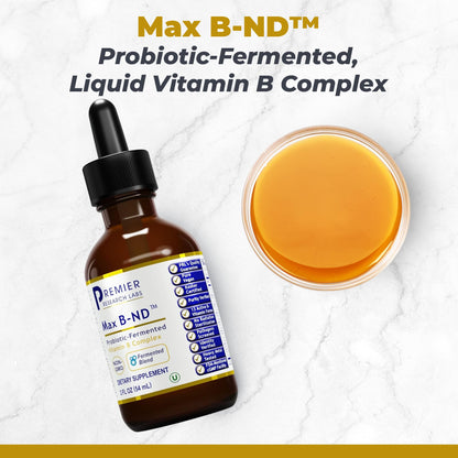 Premier Research Labs Max B-ND Liquid Vitamin - B-Complex for Liver & Brain Health - Sublingual Drops for Energy, Immune & Adrenal Support - 2 fl oz - Thiamin, B12, B6 & More - for Men, Women - dailyvitalstore