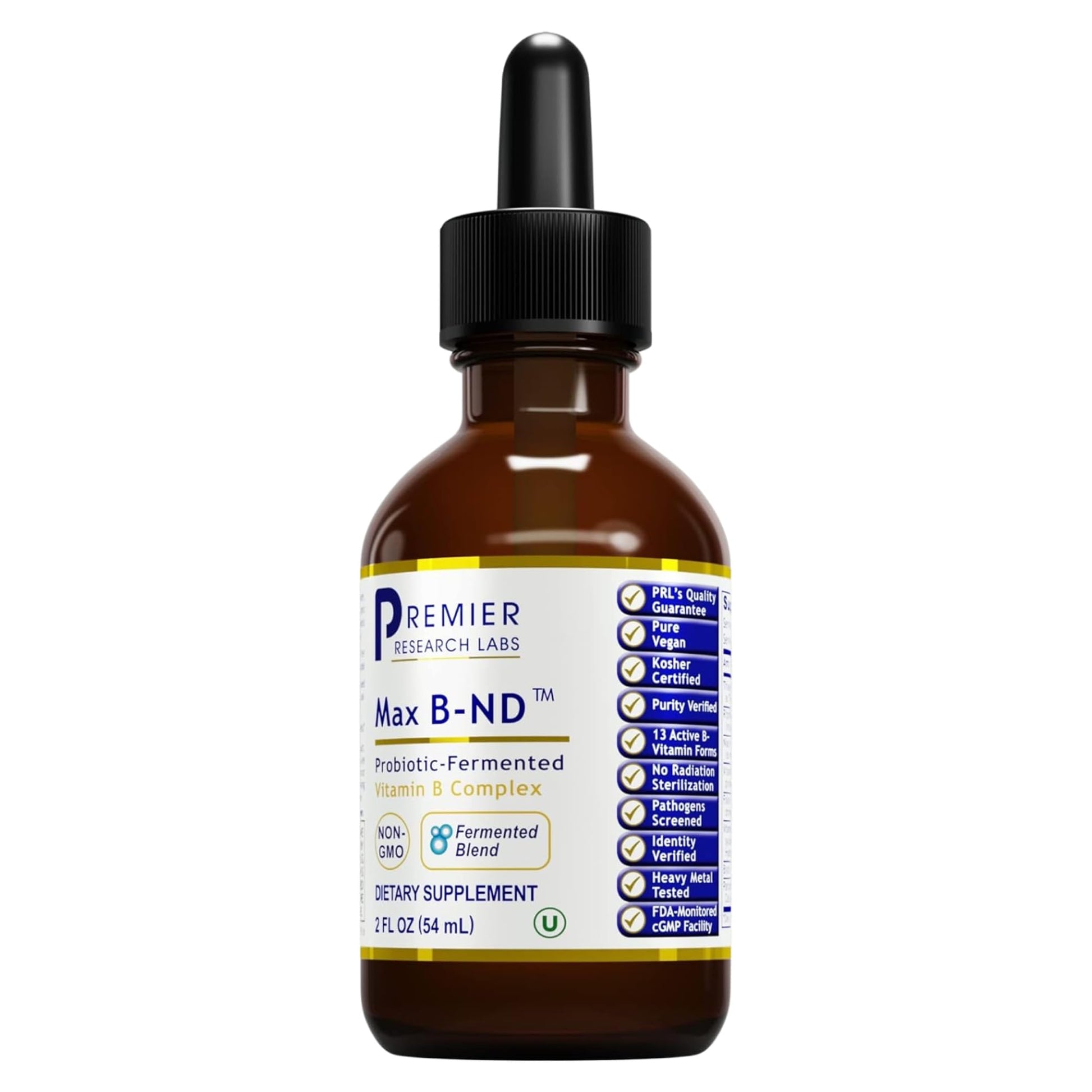 Premier Research Labs Max B-ND Liquid Vitamin - B-Complex for Liver & Brain Health - Sublingual Drops for Energy, Immune & Adrenal Support - 2 fl oz - Thiamin, B12, B6 & More - for Men, Women - dailyvitalstore