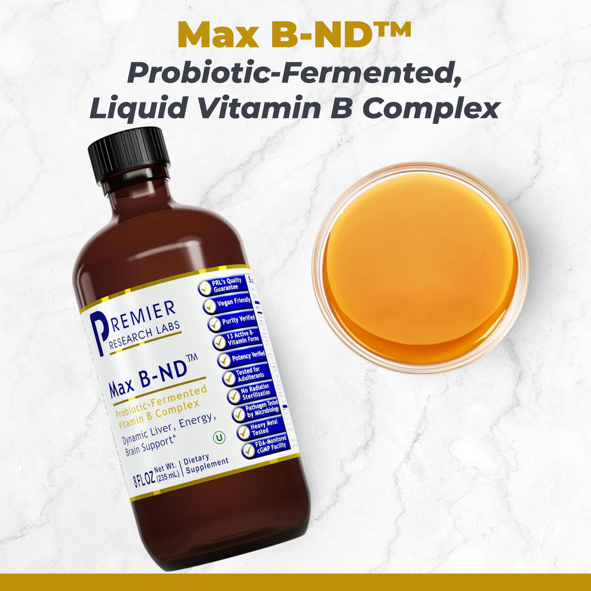 Premier Research Labs Max B-ND - Liquid Vitamin B Complex for Liver & Brain Health, Sublingual Drops for Men & Women with Thiamin, B12 & B6-8 Fl Oz Bottle - dailyvitalstore