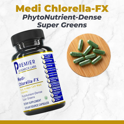 Premier Research Labs Medi Chlorella-FX - Chlorella Capsules, Chlorophyll Capsules, Organic Pills for Women & Men, Chlorophyll Supplement - 120 Vegetarian Capsules - dailyvitalstore