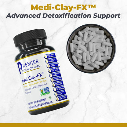 Premier Research Labs Medi-Clay-FX: Bentonite Clay Capsules for Detoxification | Food Grade Smectite Supplement | Absorb Toxins, Supports Cellular Health and Mold Detox - 90 Capsules - dailyvitalstore