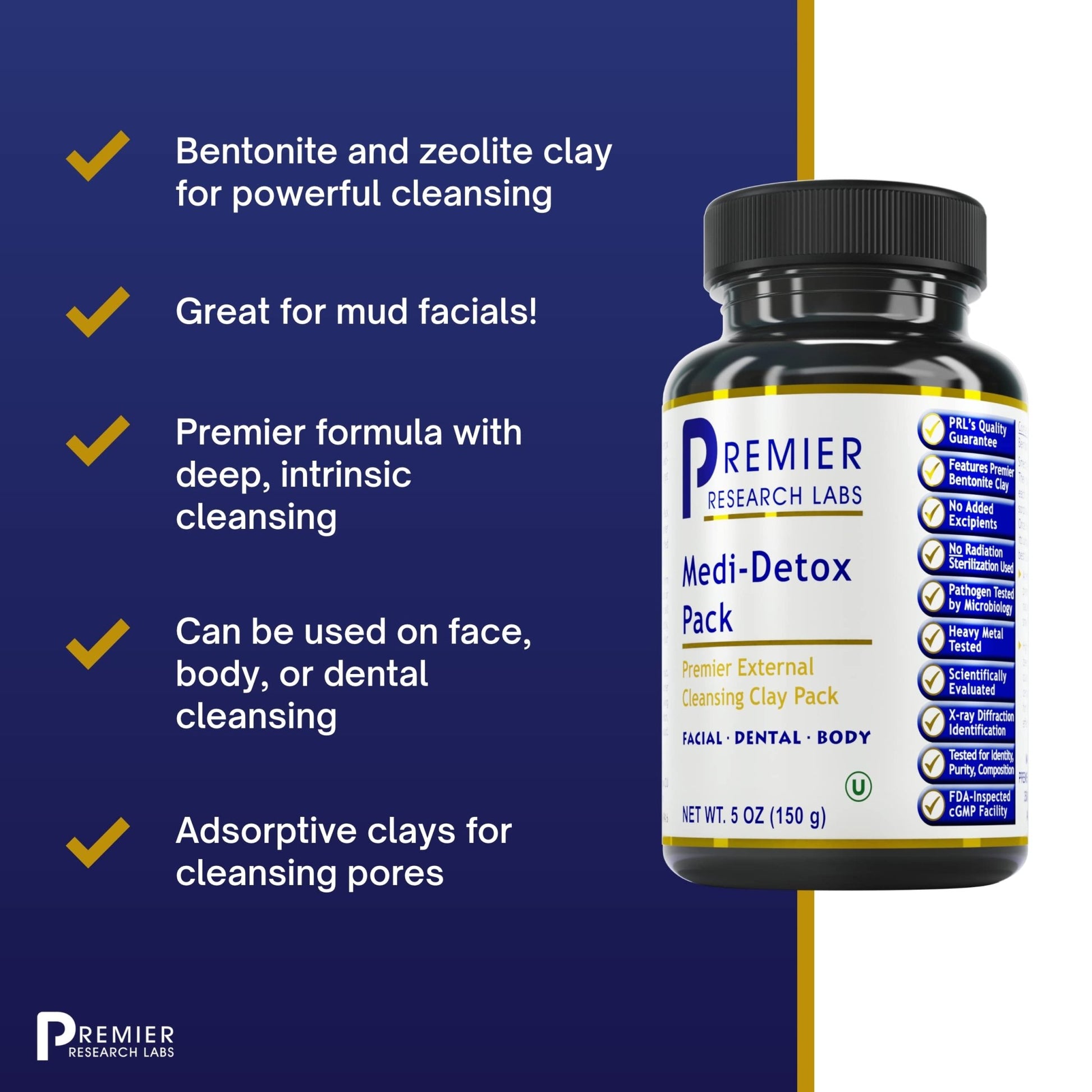 Premier Research Labs Medi-Dental Pack - Detoxifying Volcanic Clay - Dental & Body Cleansing - With Calcium Smectites Silica & Mineral Oxides - 5 oz - dailyvitalstore