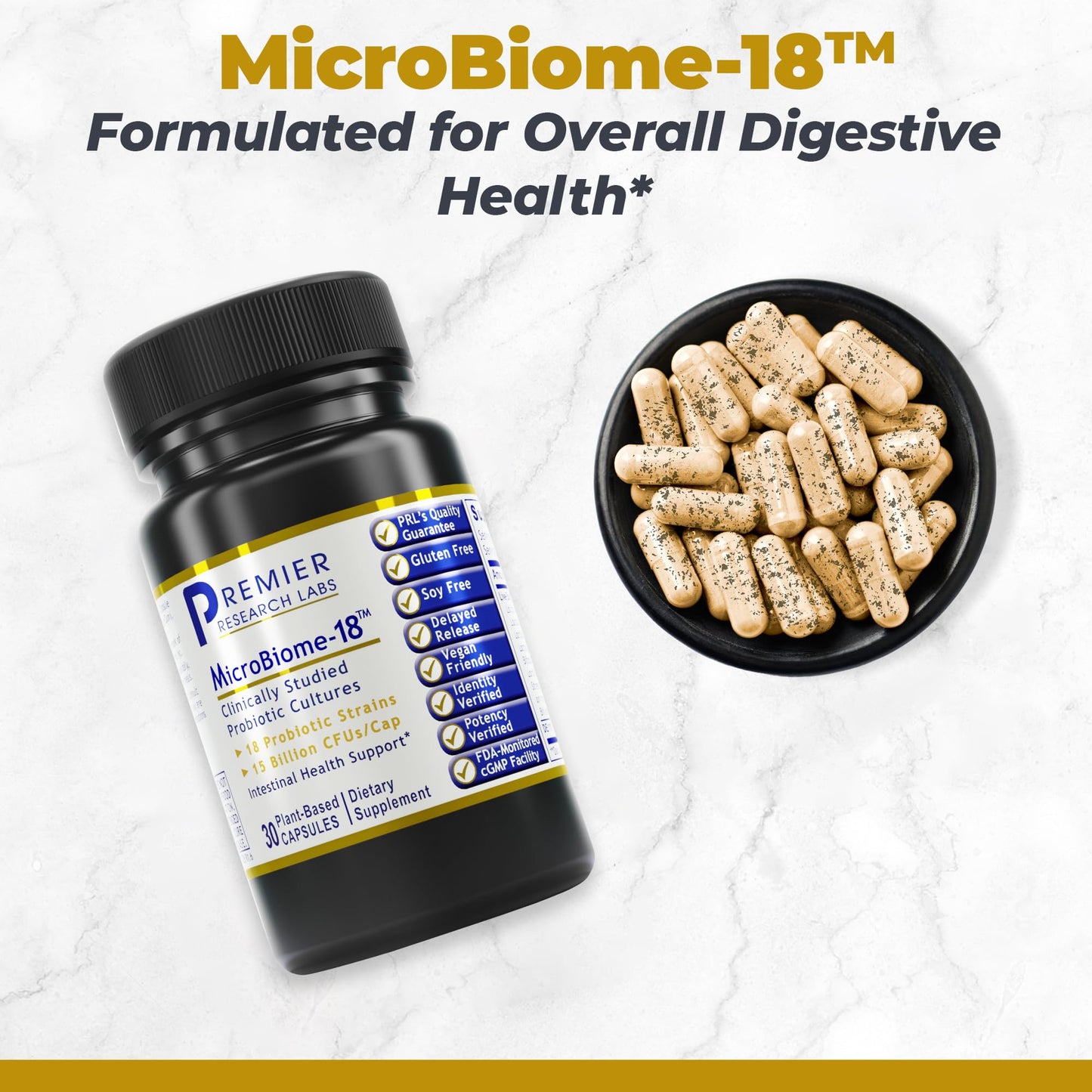 Premier Research Labs MicroBiome-18 - Probiotics for Digestive Health, Probiotics with Lactobacillus Acidophilus for Women and Men, Reuteri for Healthy Gut - dailyvitalstore