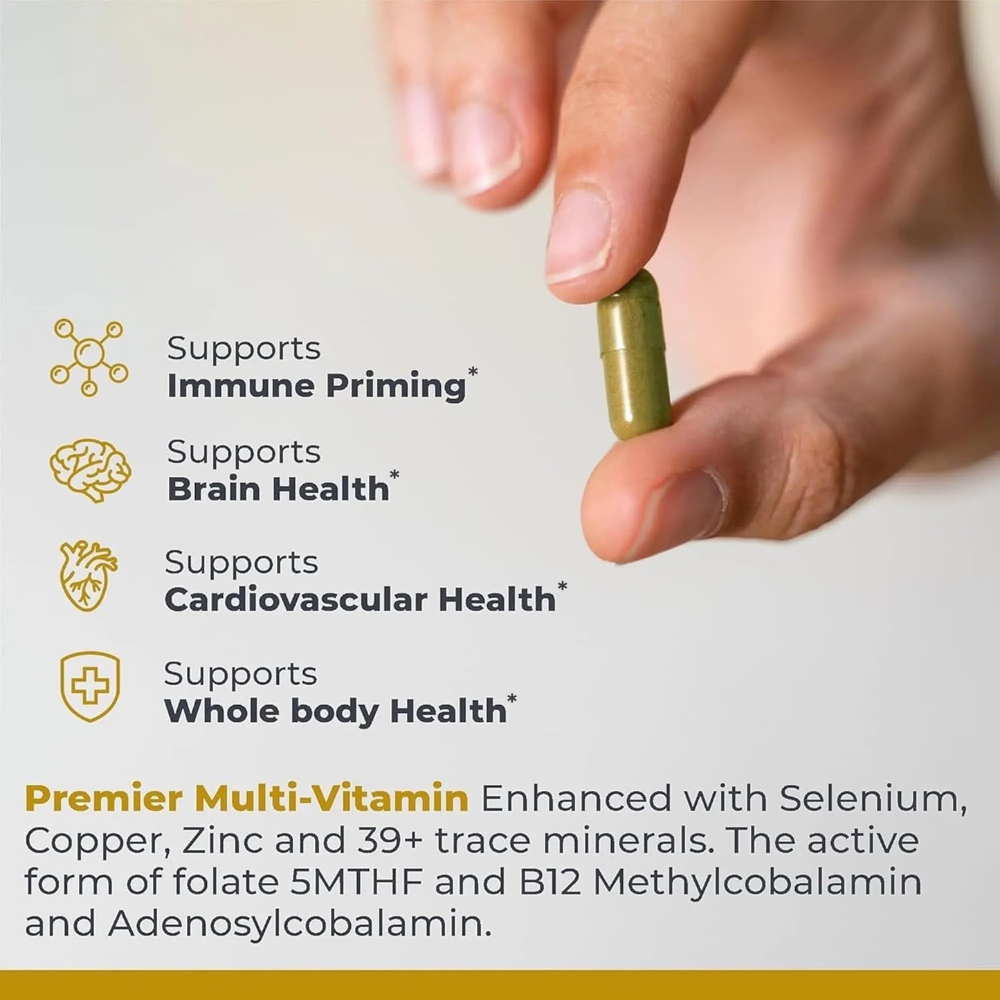 Premier Research Labs Multi-Vitamin - Immune, Brain & Heart Support | with Prebiotics and Postbiotics | Vegan Capsules for Men & Women - dailyvitalstore