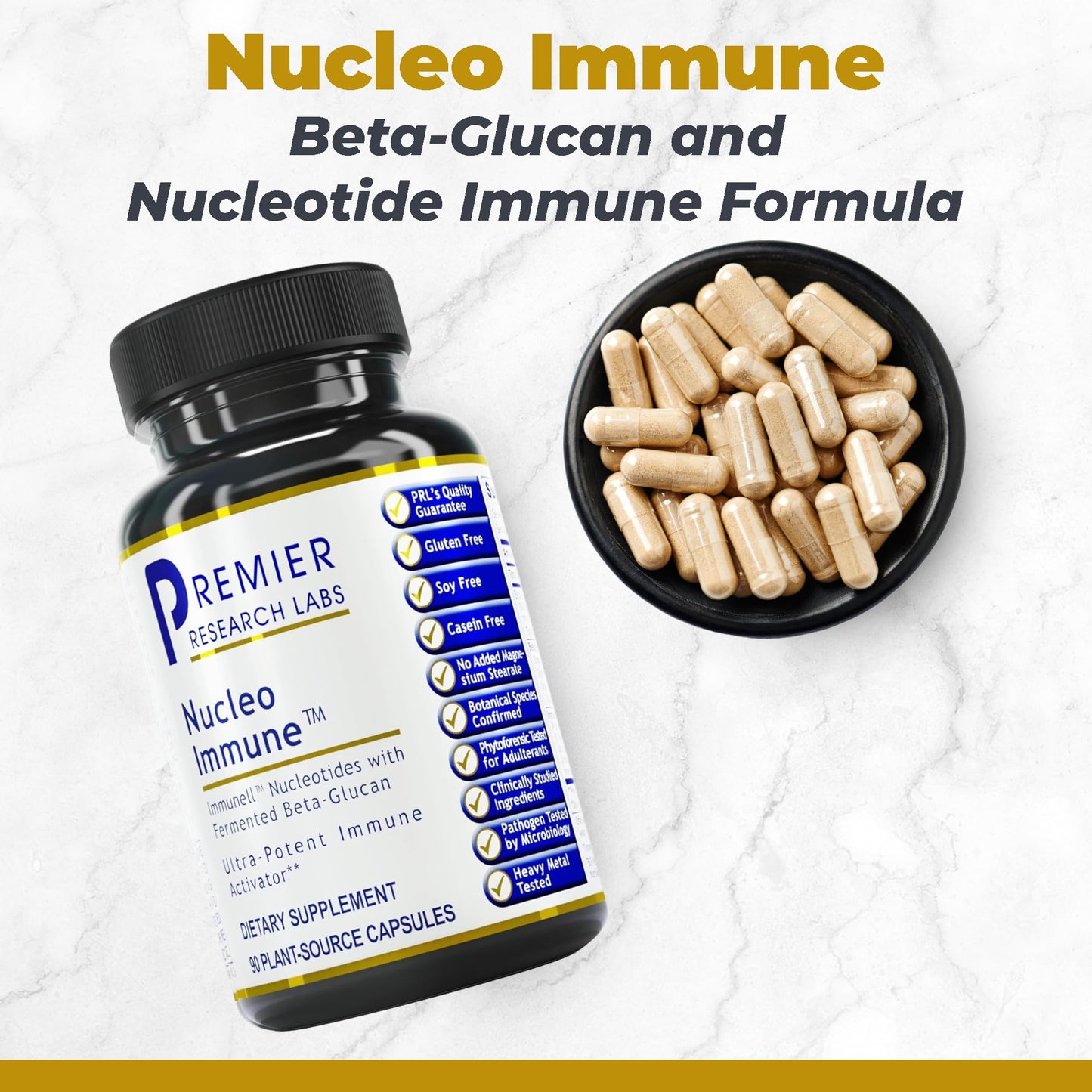 Premier Research Labs Nucleo Immune - Beta Glucan Supplements, Beta Glucans, Phytochemicals, Prickly Pear, Fiber, Immune Support - 90 Capsules - dailyvitalstore