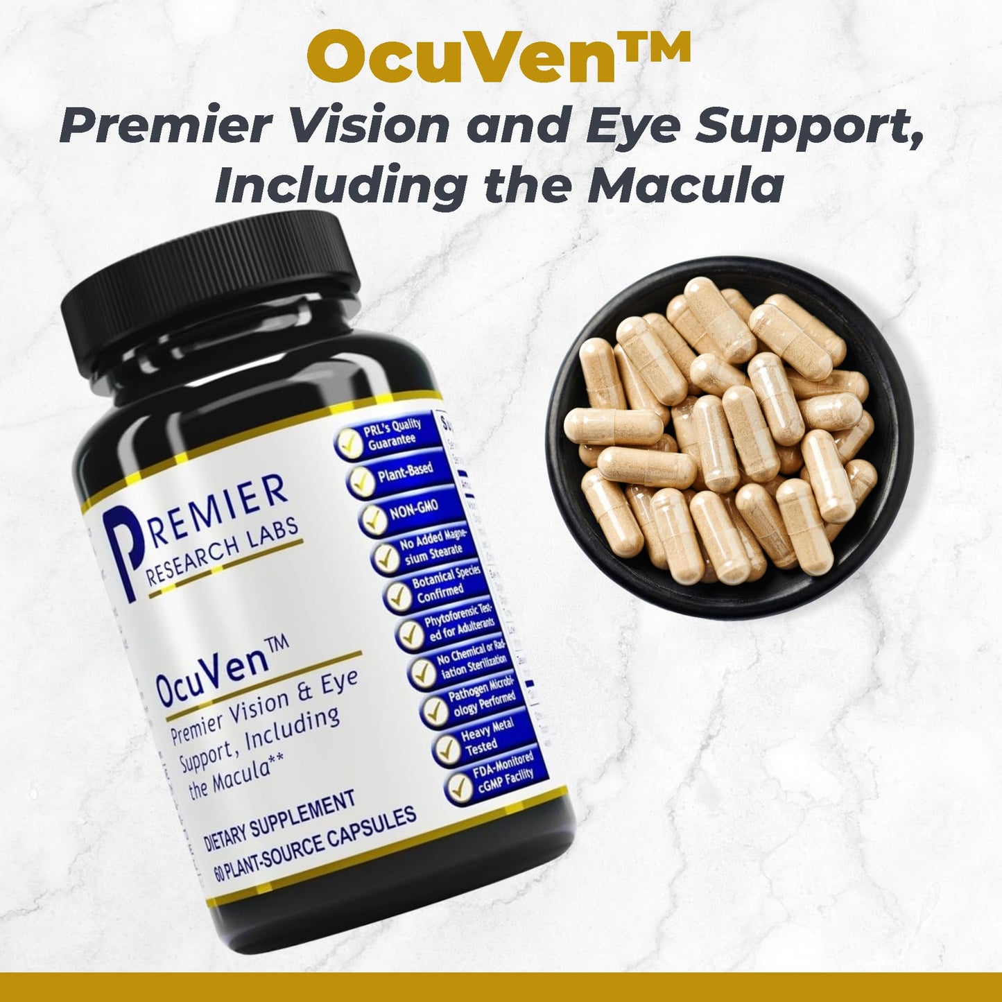 Premier Research Labs OcuVen - Lutein and Zeaxanthin Supplement, Eye Vitamins, Eye Health Supplements for Adults & Seniors, Vision Supplements, Macular Health, Eye Care - 60 Vegetarian Capsules - dailyvitalstore
