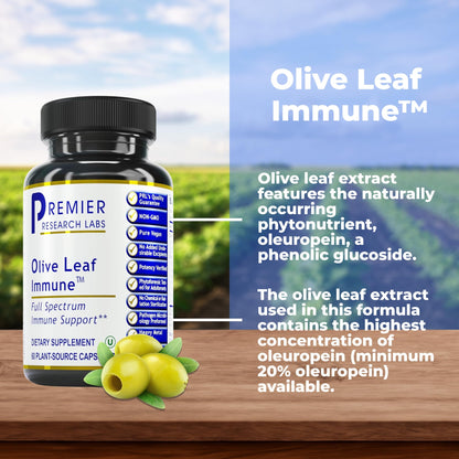 Premier Research Labs Olive Leaf Immune - Olive Leaf Extract Capsules, The Olive Leaf Pills with Phytonutrient Oleuropeinm, Herbal Supplement for Immune & Heart Health Support - 60 Vegetarian Capsules - dailyvitalstore