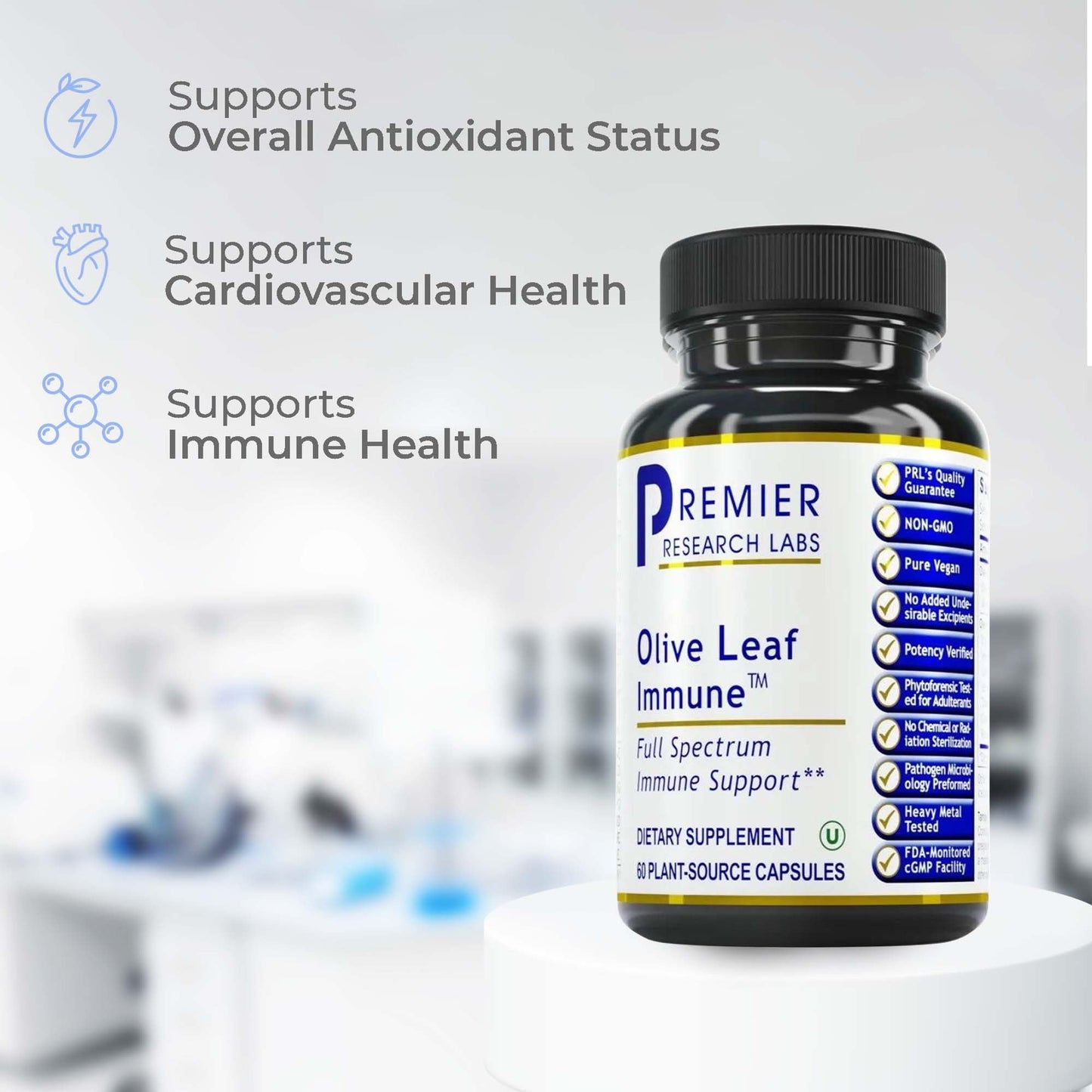 Premier Research Labs Olive Leaf Immune - Olive Leaf Extract Capsules, The Olive Leaf Pills with Phytonutrient Oleuropeinm, Herbal Supplement for Immune & Heart Health Support - 60 Vegetarian Capsules - dailyvitalstore