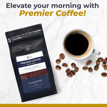 Premier Research Labs Organic Whole Roasted Coffee Beans - Medium Roast, From Guji Region of Ethiopia, Crafted for Optimal Health Benefits, Sweet & Fruity, Well-Balanced, Gluten Free - 1 Pound - dailyvitalstore