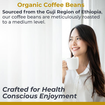 Premier Research Labs Organic Whole Roasted Coffee Beans - Medium Roast, From Guji Region of Ethiopia, Crafted for Optimal Health Benefits, Sweet & Fruity, Well-Balanced, Gluten Free - 1 Pound - dailyvitalstore