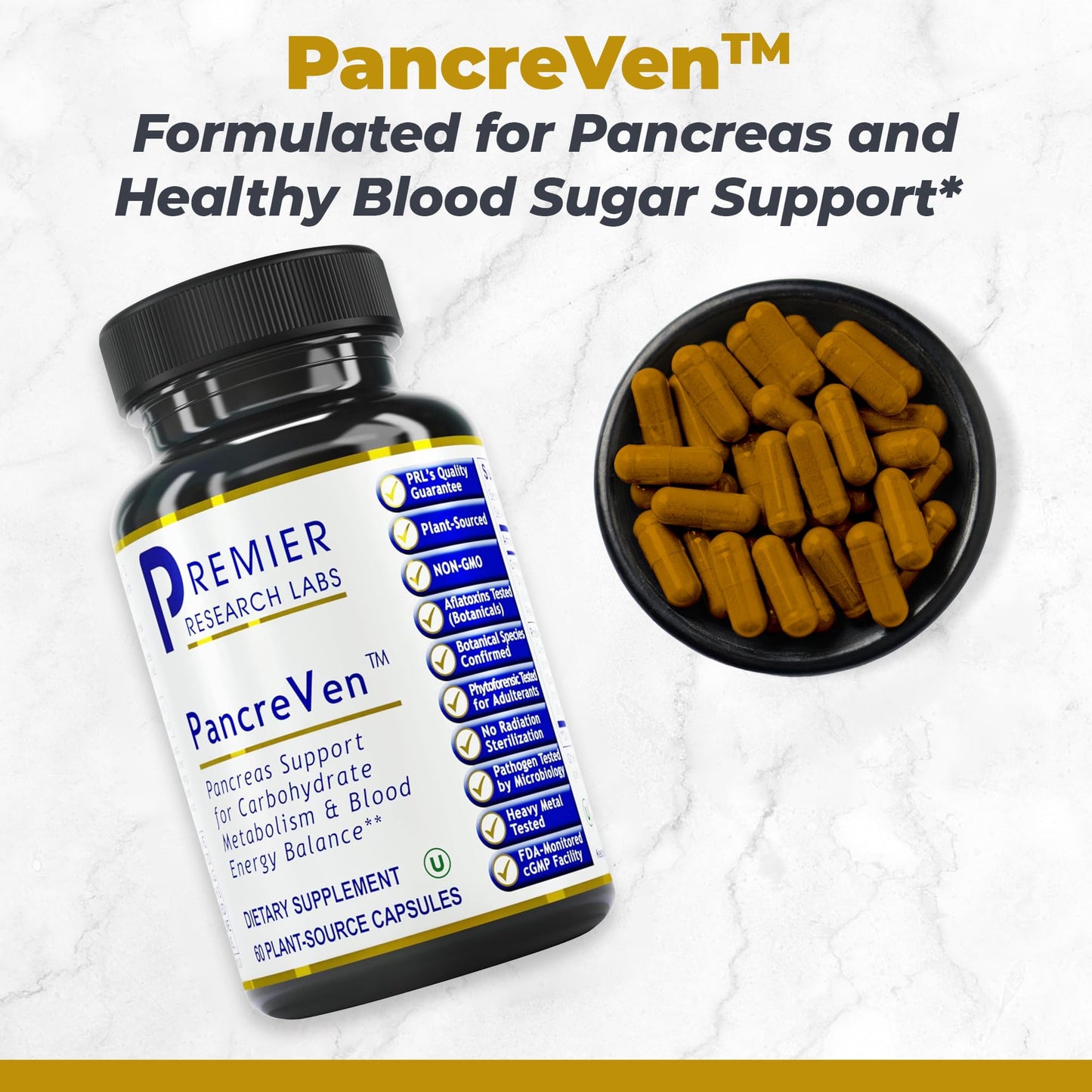 Premier Research Labs PancreVen - Pancreas Support, Pancreas Supplement, Cinnamon Supplements with Organic Ceylon Cinnamon & Prickly Pear to Aid Pancreas Health - 120 Vegetarian Capsules - dailyvitalstore