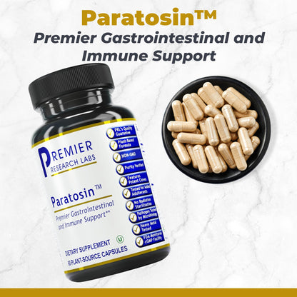 Premier Research Labs Paratosin - Gut Health Supplement, Reishi Mushroom Capsules, Hyssop Capsules, Wild Garlic Supplements, GI Support for Men & Women - 60 Vegetarian Capsules - dailyvitalstore