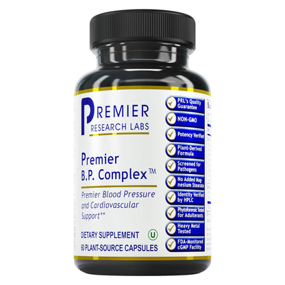Premier Research Labs Premier BP Complex - Heart Health Supplements, BP Formula, Garlic Allicin Supplement, Natural Herbal BP Support Pills with Reishi & Cayenne Pepper - 60 Vegetarian Capsules - dailyvitalstore