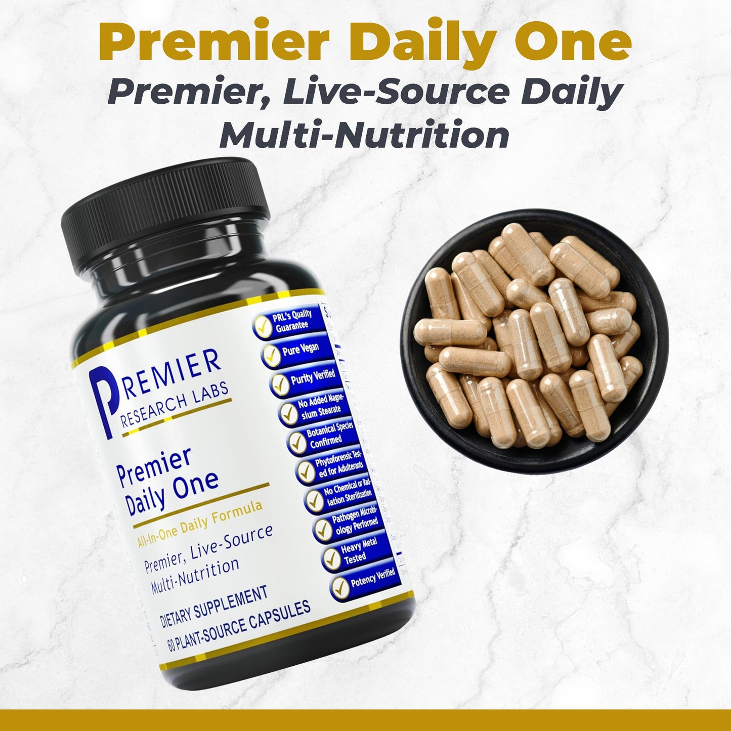 Premier Research Labs Premier Daily One - Super Greens, Vegetable Supplements for Adults with Cruciferous Veggies, Milk Thistle for Liver Support, Phytonutrients, Beta Glucan - 60 Vegetarian Capsules - dailyvitalstore
