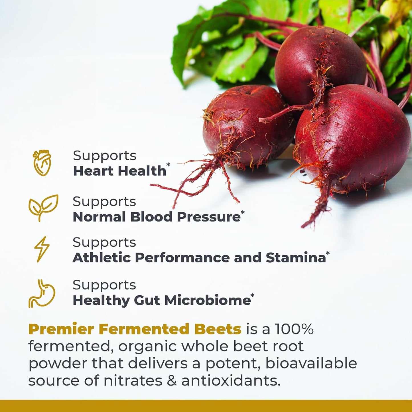 Premier Research Labs Premier Fermented Beets - Beet Root Powder Fermented, Organic Fermented Beets for Men & Women, Beetroot, Nitrates, Blood Pressure Support, USDA Organic - 6.3 Oz Jar - dailyvitalstore