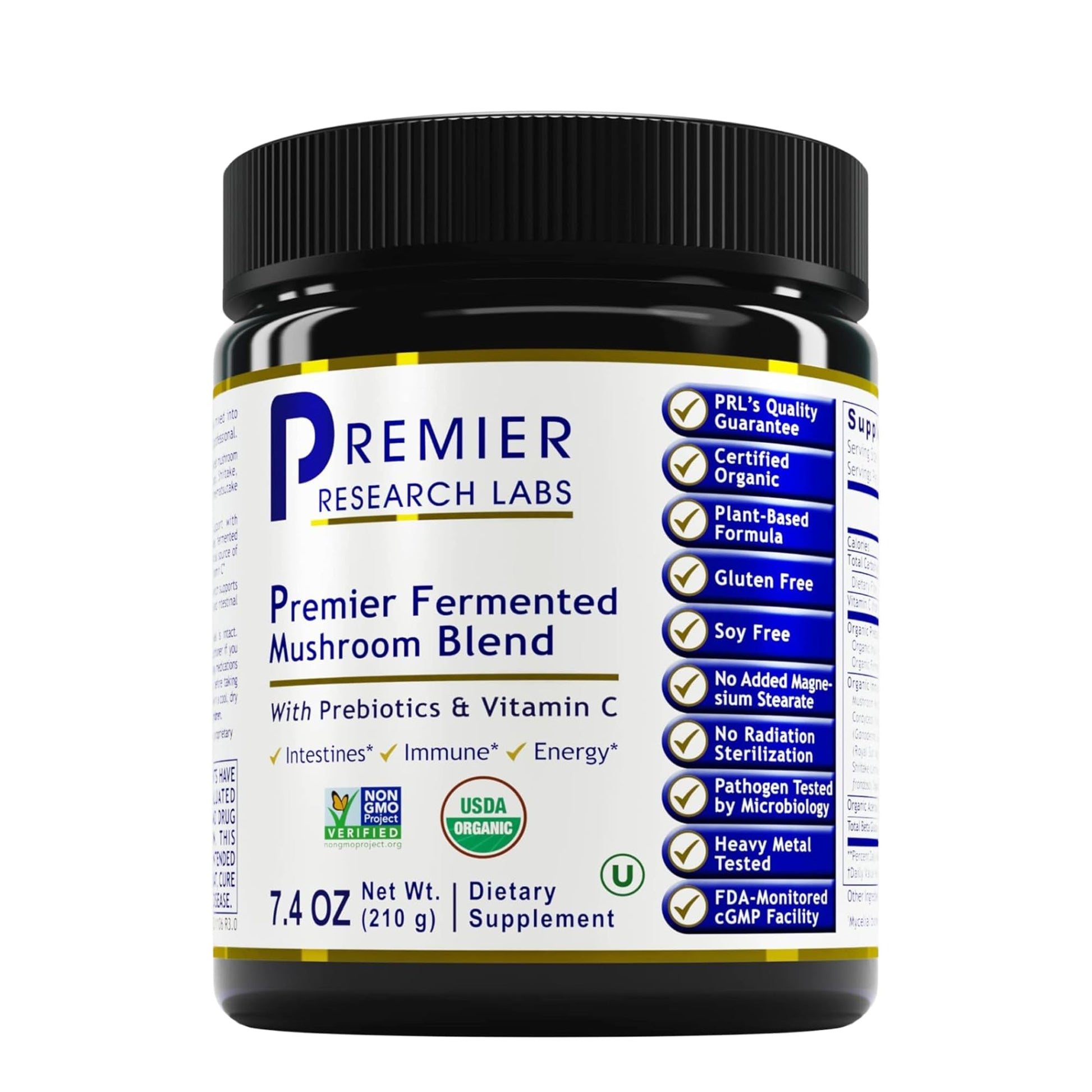 Premier Research Labs Premier Fermented Mushroom Blend - Reishi Mushroom Powder, Mushroom Extract for Drinks, Coffee, Mushroom Complex with Turkey Tail, Cordyceps for Immune & Gut Health - 7.4 oz - dailyvitalstore