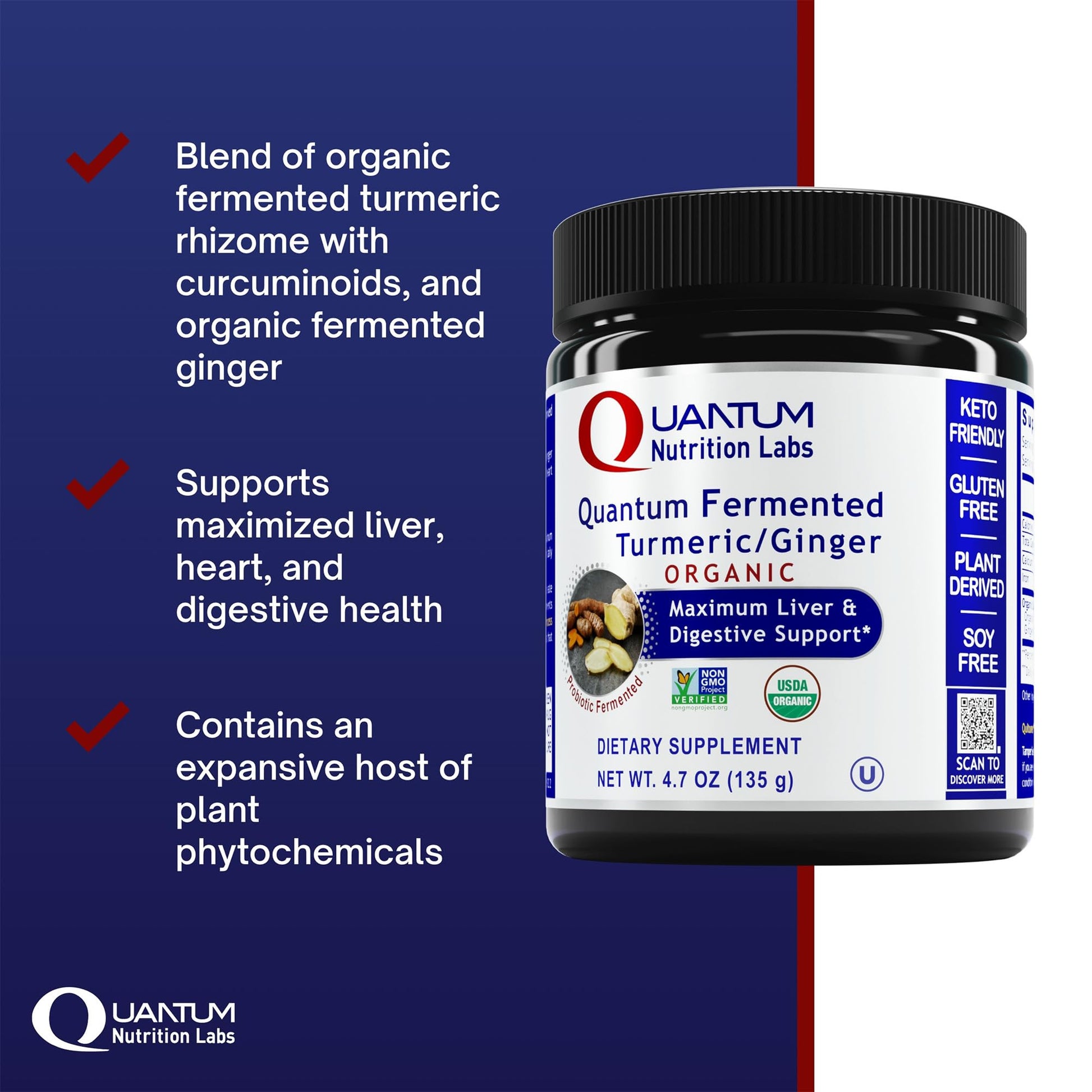 Premier Research Labs Premier Fermented Turmeric/Ginger Root - Probiotic Fermented Turmeric & Ginger Powder Supplement, Active Curcuminoids, Herbal Supplement - 4.7 Oz - dailyvitalstore
