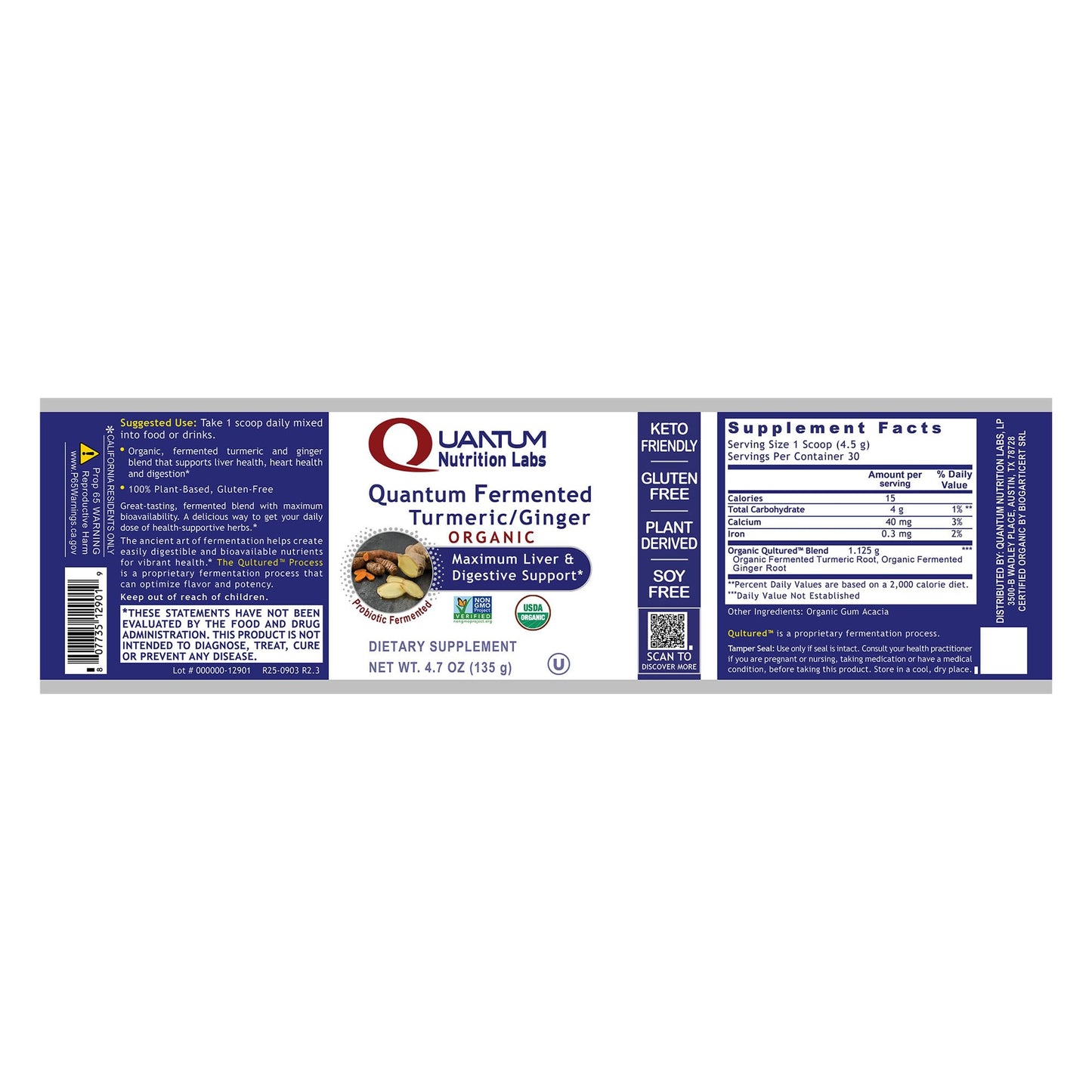 Premier Research Labs Premier Fermented Turmeric/Ginger Root - Probiotic Fermented Turmeric & Ginger Powder Supplement, Active Curcuminoids, Herbal Supplement - 4.7 Oz - dailyvitalstore