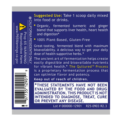 Premier Research Labs Premier Fermented Turmeric/Ginger Root - Probiotic Fermented Turmeric & Ginger Powder Supplement, Active Curcuminoids, Herbal Supplement - 4.7 Oz - dailyvitalstore