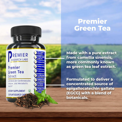 Premier Research Labs Premier Green Tea Extract - Green Tea Capsules, Green Tea Extract Pills, Green Tea Supplement with ECGC, Camellia Sinensis, Pure, Vegan Friendly - 120 Vegetarian Capsules - dailyvitalstore