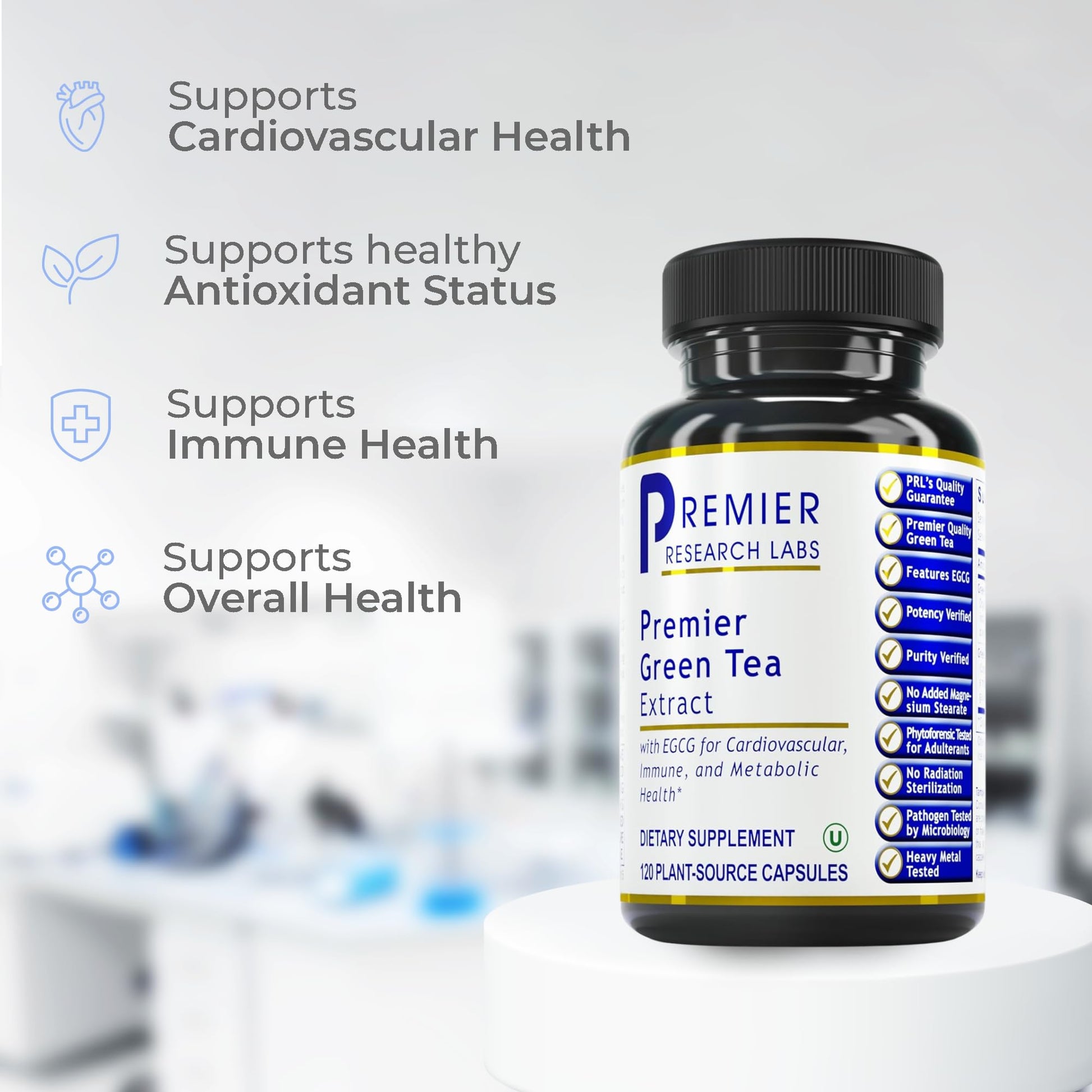 Premier Research Labs Premier Green Tea Extract - Green Tea Capsules, Green Tea Extract Pills, Green Tea Supplement with ECGC, Camellia Sinensis, Pure, Vegan Friendly - 120 Vegetarian Capsules - dailyvitalstore