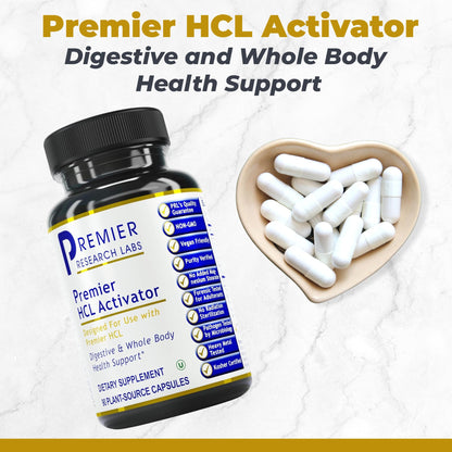Premier Research Labs Premier HCL Activator - Pepsin Digestive Enzymes Supplement for Optimal Digestive Function for Men & Women, Low Stomach Acid, Nutrient Absorption - 90 Vegetarian Capsules - dailyvitalstore