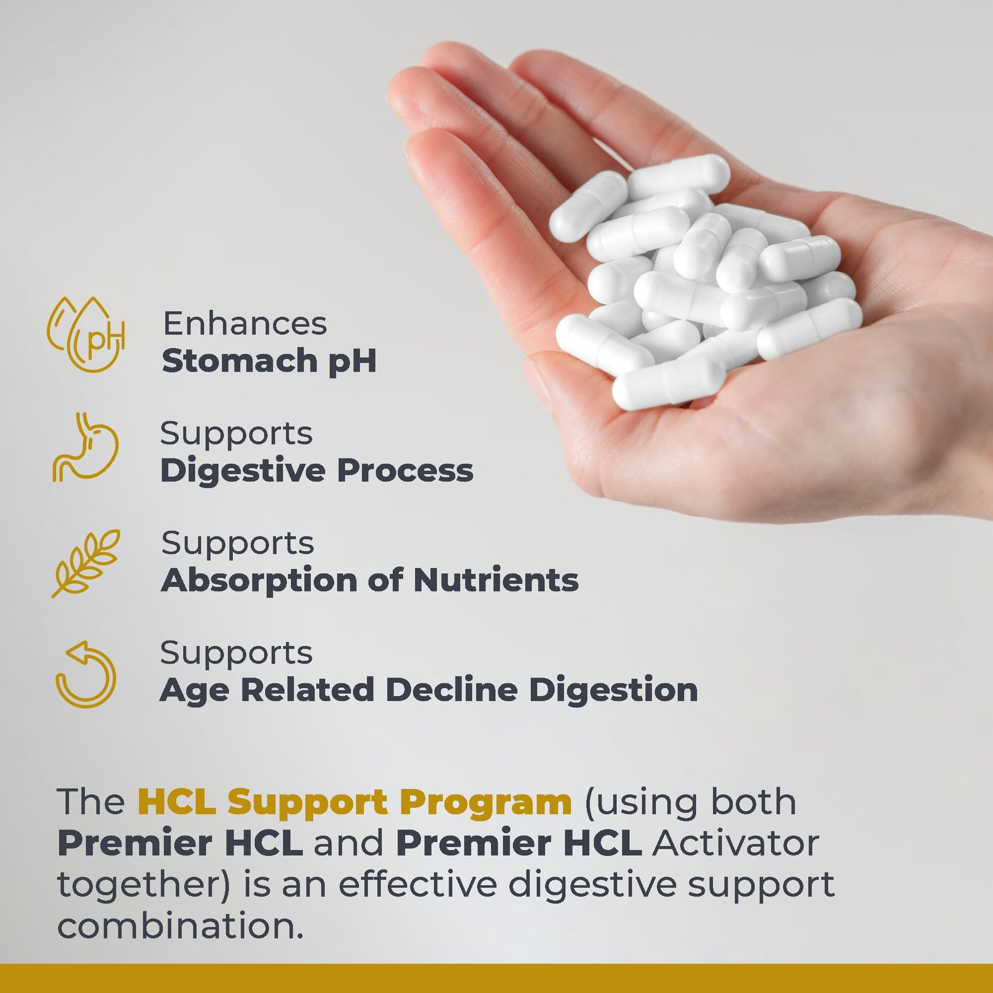 Premier Research Labs Premier HCL Activator - Pepsin Digestive Enzymes Supplement for Optimal Digestive Function for Men & Women, Low Stomach Acid, Nutrient Absorption - 90 Vegetarian Capsules - dailyvitalstore