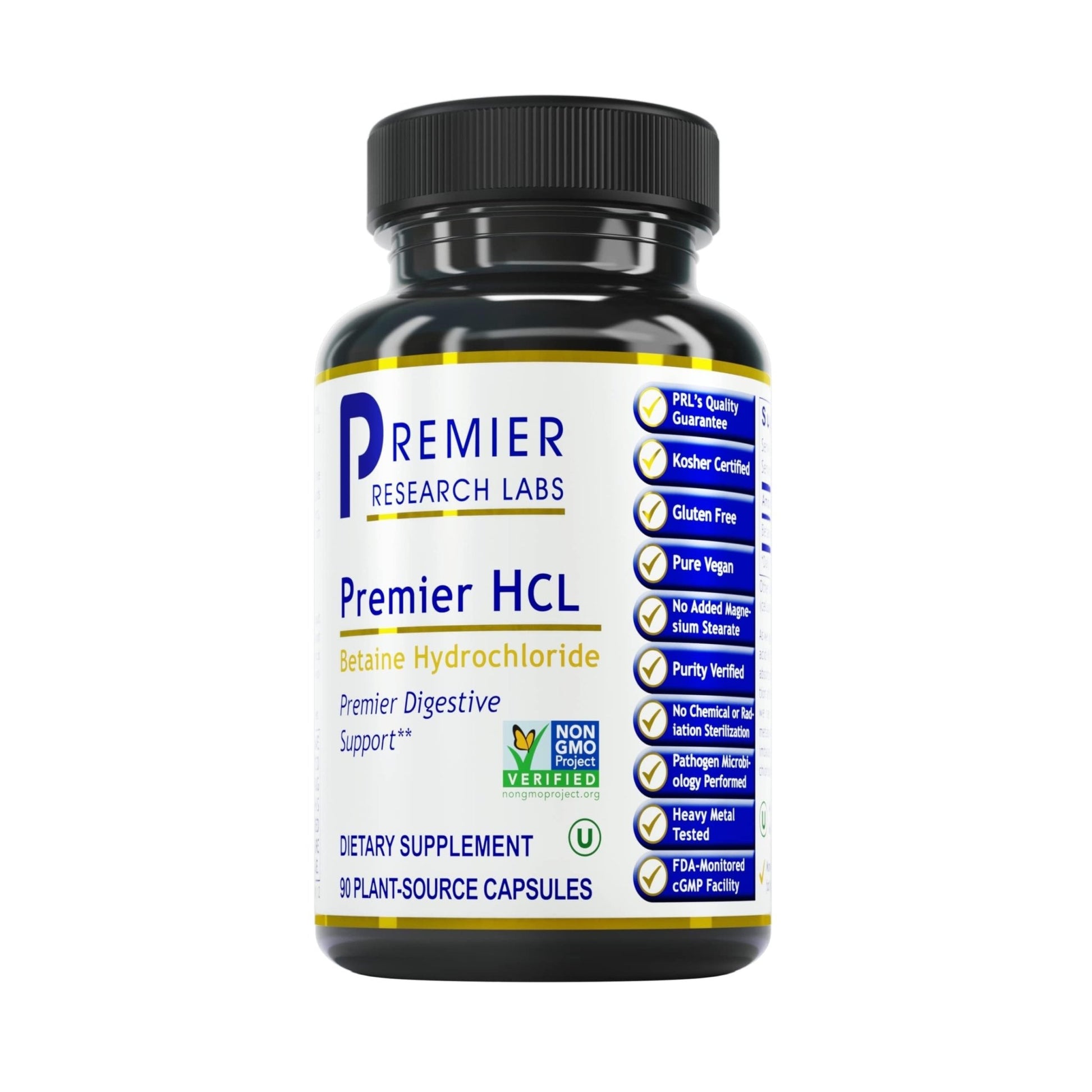 Premier Research Labs Premier HCL - Betaine HCL, Betaine Hydrochloride Supplement for Optimal Digestive Function, Nutrient Absorption, Betaine-HCL for Low Stomach Acid- 90 Vegetarian Capsules - dailyvitalstore