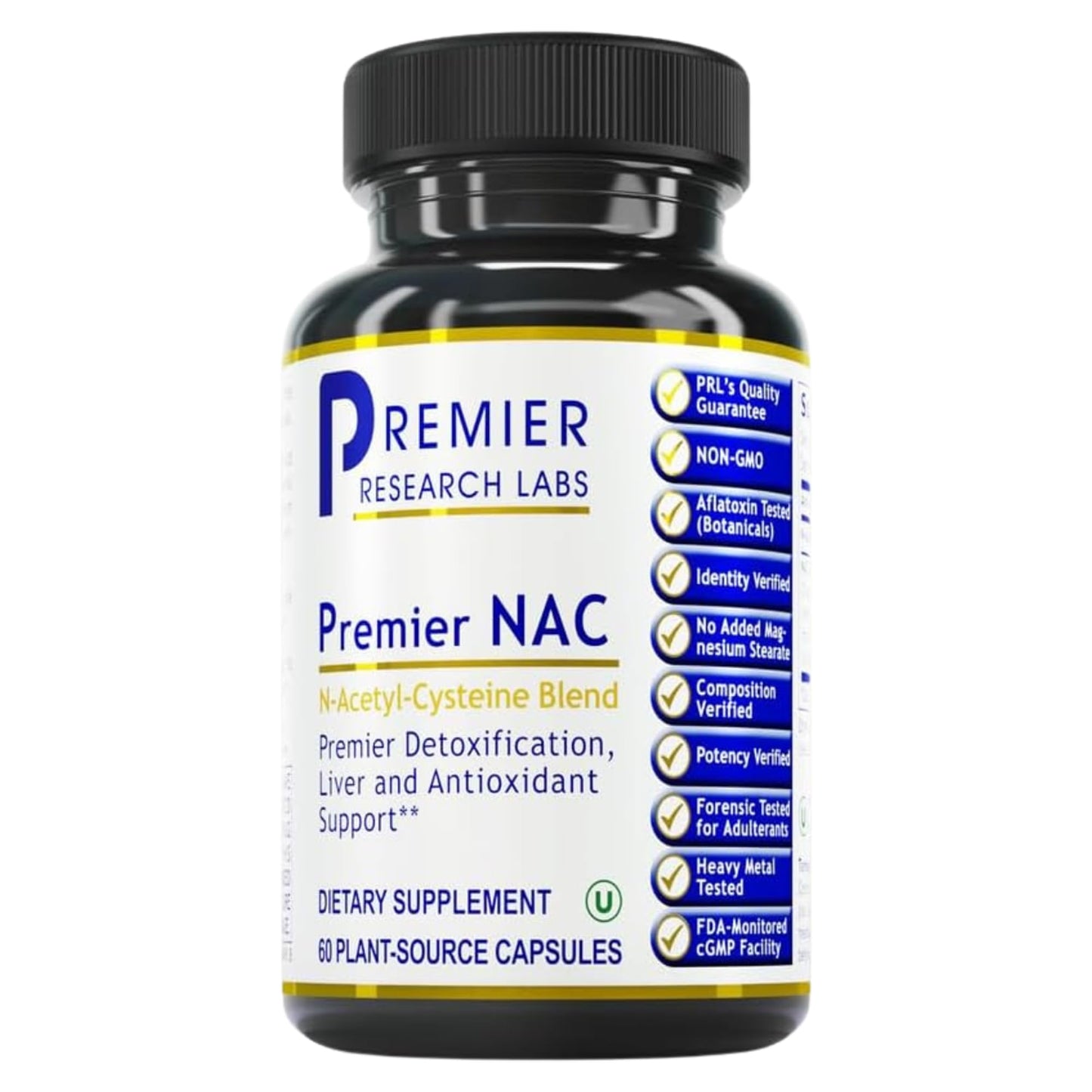 Premier Research Labs Premier NAC - NAC Supplement N-Acetyl Cysteine, N-Acetyl-L-Cysteine, Liver & Immune Support, 300mg NAC Per Capsule - 60 Vegetarian Capsules - dailyvitalstore