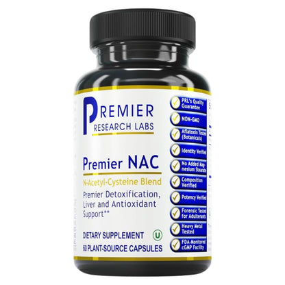Premier Research Labs Premier NAC - NAC Supplement N-Acetyl Cysteine, N-Acetyl-L-Cysteine, Liver & Immune Support, 300mg NAC Per Capsule - 60 Vegetarian Capsules - dailyvitalstore