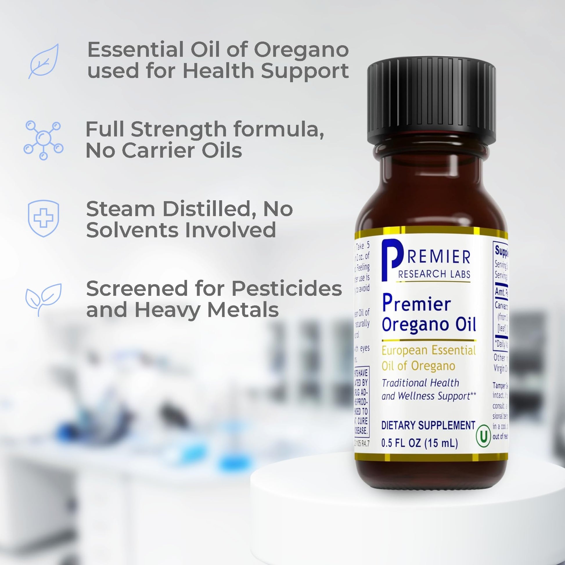 Premier Research Labs Premier Oregano Oil - Oil of Oregano Drops with Carvacrol, Edible Oregano Essential Oil Supplement for Immune & Gut Health - 0.5 Fl Oz - dailyvitalstore