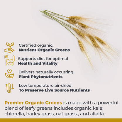 Premier Research Labs Premier Organic Greens - Super Greens Powder, Greens Superfood Powder for Drinks, Green Juice, Nutrition Support, Supergreens for Men & Women, Spinach, Alfalfa, Chlorella - 10 oz - dailyvitalstore