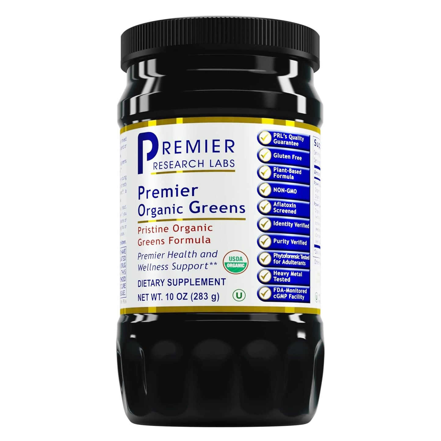 Premier Research Labs Premier Organic Greens - Super Greens Powder, Greens Superfood Powder for Drinks, Green Juice, Nutrition Support, Supergreens for Men & Women, Spinach, Alfalfa, Chlorella - 10 oz - dailyvitalstore