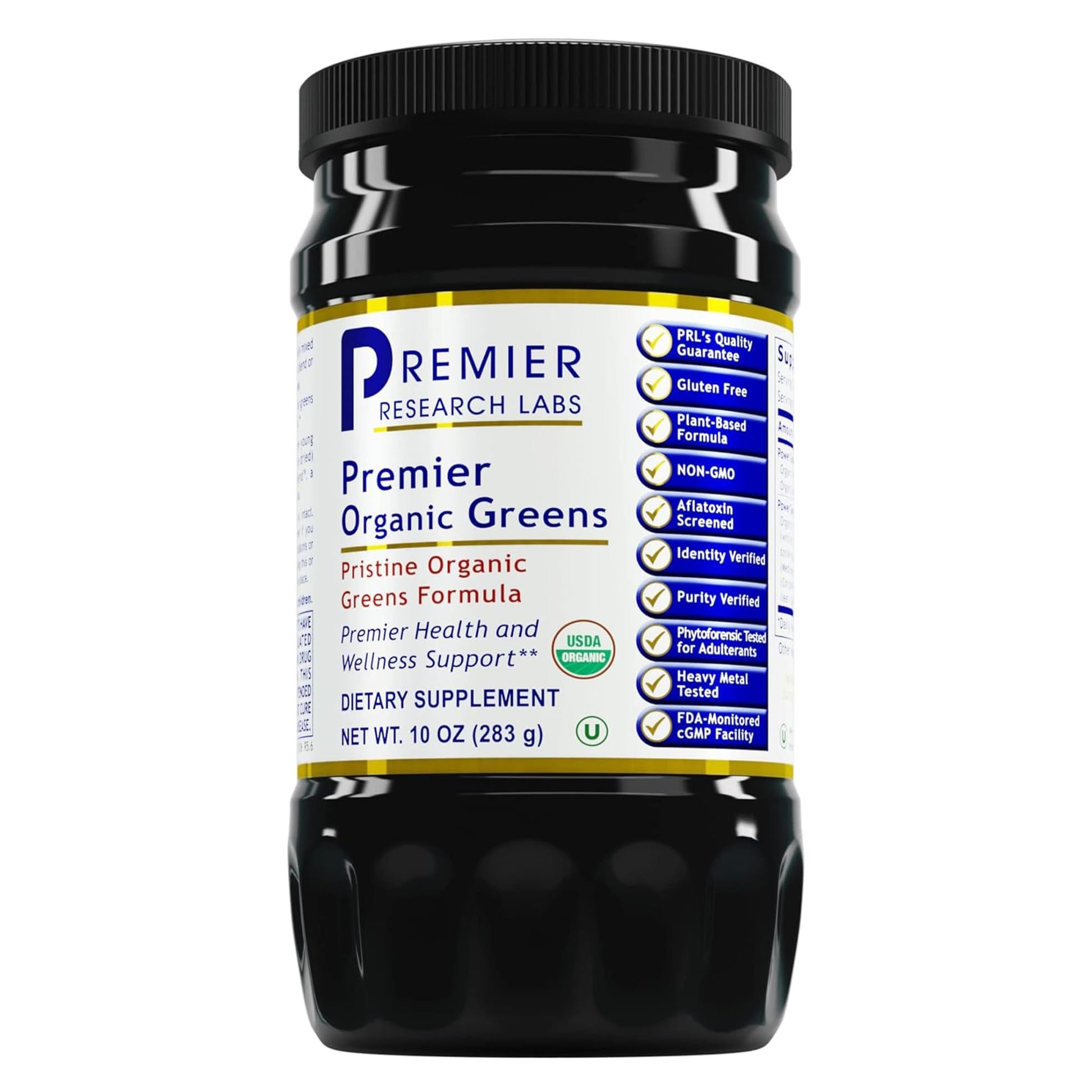 Premier Research Labs Premier Organic Greens - Super Greens Powder, Greens Superfood Powder for Drinks, Green Juice, Nutrition Support, Supergreens for Men & Women, Spinach, Alfalfa, Chlorella - 10 oz - dailyvitalstore