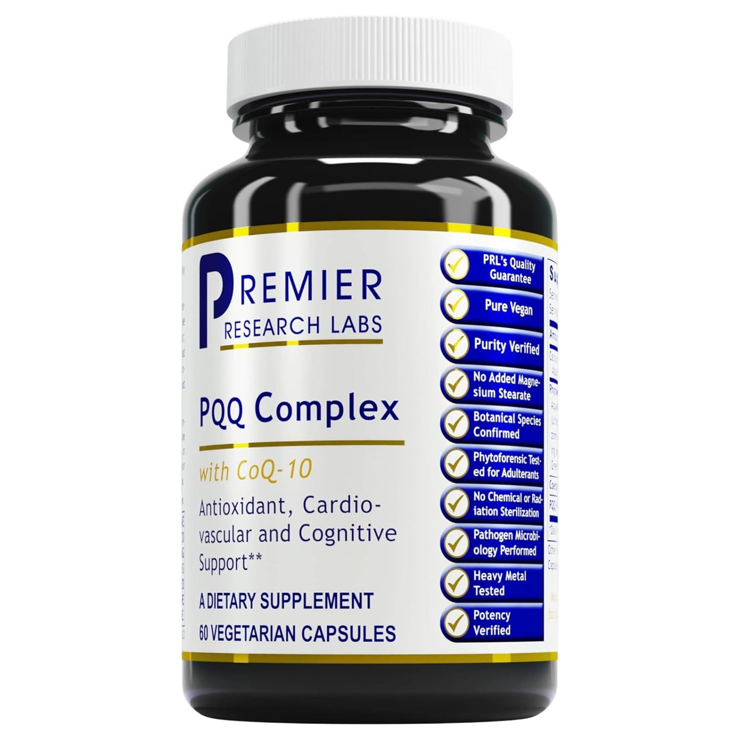Premier Research Labs Premier PQQ Complex with CoQ10 - Coenzyme Q10, Co Q 10 Supplement with Pyrroloquinoline Quinone (PQQ) for Antioxidant, Brain & Heart Support - 60 Vegetarian Capsules - dailyvitalstore