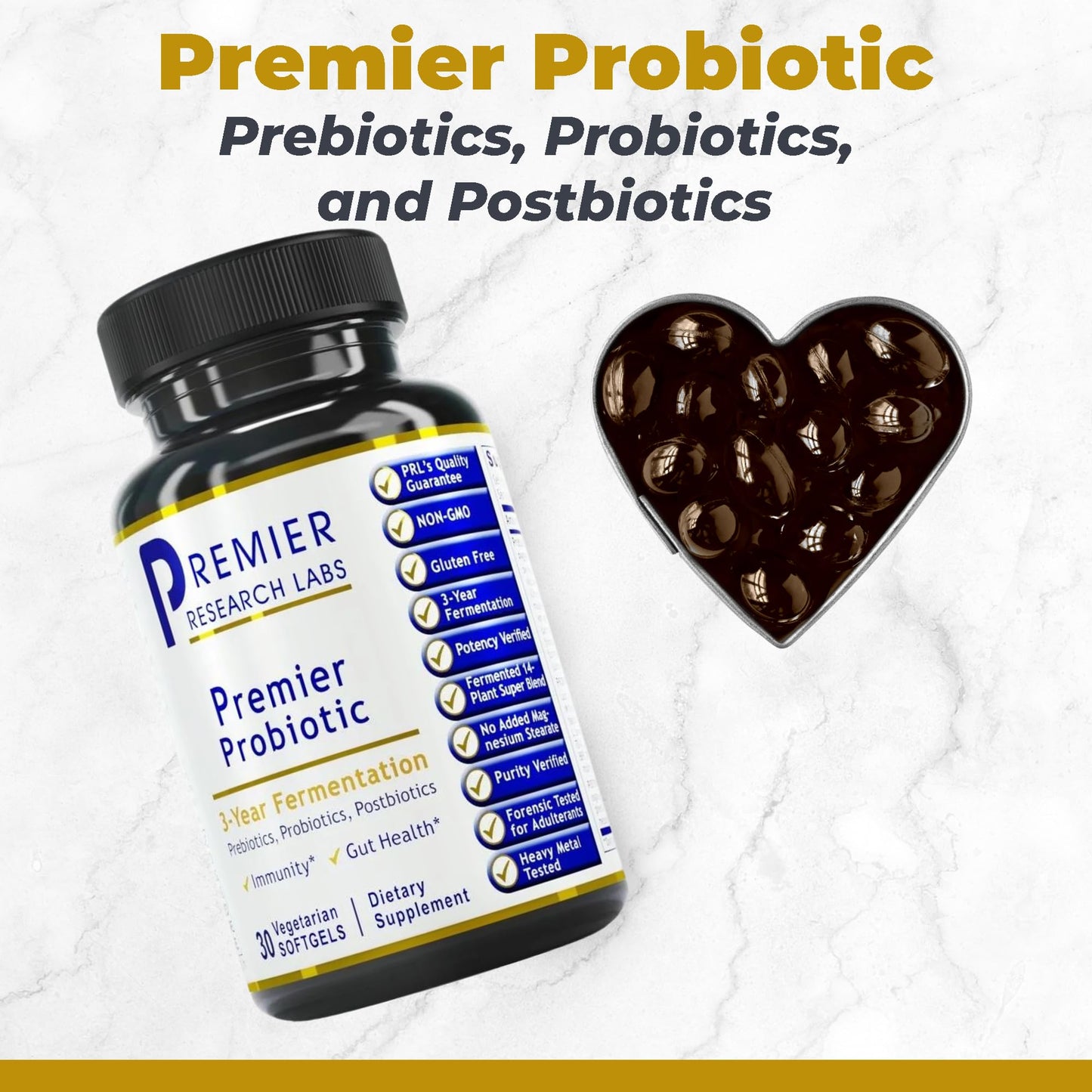 Premier Research Labs Premier Probiotic - Pre Pro Post Biotics for Women & Men, Quad Biotic, Quadbiotic, Prebiotics, Probiotics - dailyvitalstore