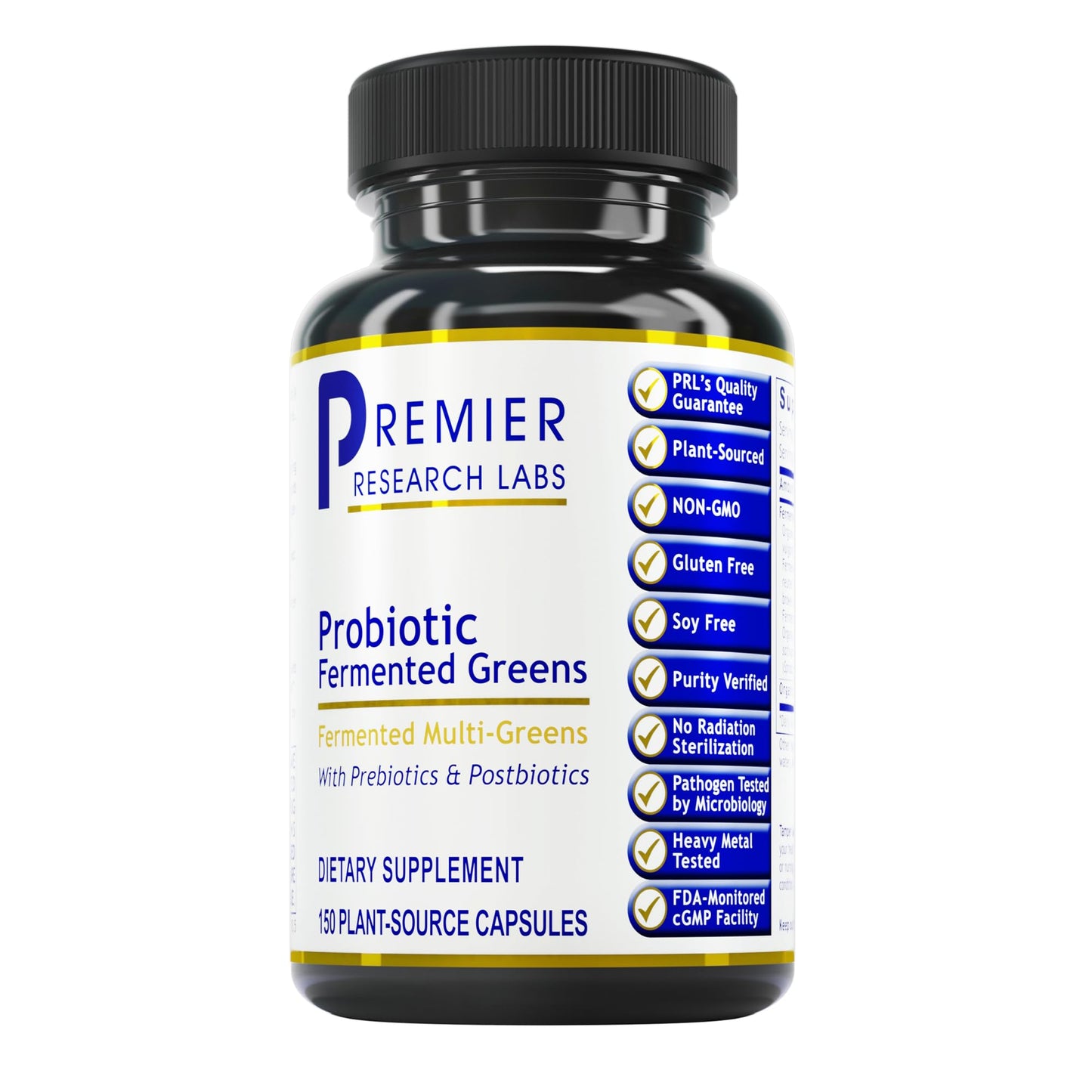 Premier Research Labs Probiotic Fermented Greens - Super Greens Supplement, Superfood Blend, Organic Vitamins with Probiotic - Daily Greens with Spinach, Chlorella, & More - 150 Powder Filled Capsules - dailyvitalstore