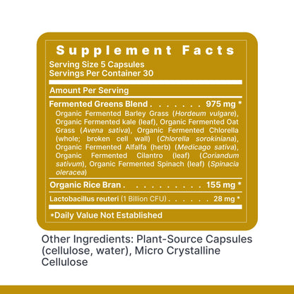 Premier Research Labs Probiotic Fermented Greens - Super Greens Supplement, Superfood Blend, Organic Vitamins with Probiotic - Daily Greens with Spinach, Chlorella, & More - 150 Powder Filled Capsules - dailyvitalstore