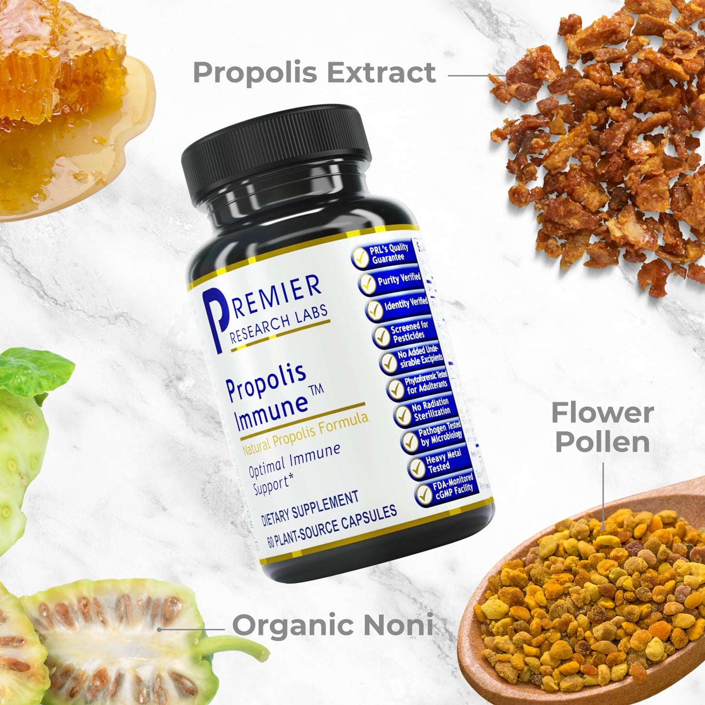 Premier Research Labs Propolis Immune - Bee Propolis Capsules, Bee Pollen Supplement, Propolis Extract Pills for Women & Men, Promotes Immune Health - 60 Vegetarian Capsules - dailyvitalstore