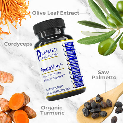 Premier Research Labs ProstaVen - Prostate Supplements for Men, Prostate Health Formula, Natural Supplement with Organic Saw Palmetto - 90 Vegetarian Capsules - dailyvitalstore