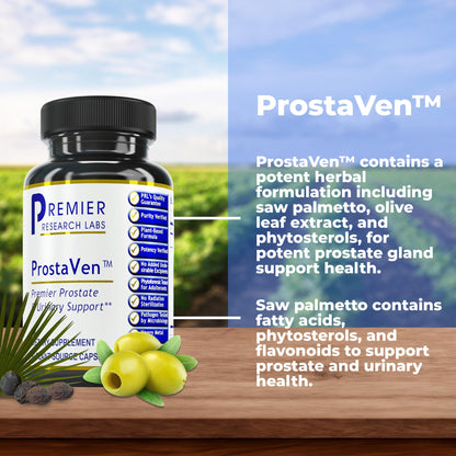 Premier Research Labs ProstaVen - Prostate Supplements for Men, Prostate Health Formula, Natural Supplement with Organic Saw Palmetto - 90 Vegetarian Capsules - dailyvitalstore