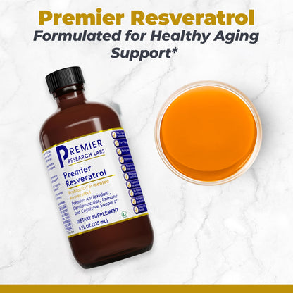 Premier Research Labs Resveratrol - Resveratrol Liquid Supplement, Trans Resveratrol, Antioxidant Support for Heart Health & Blood Flow, Aging Support, 180 mg Per Teaspoon - 8 Fl Oz - dailyvitalstore