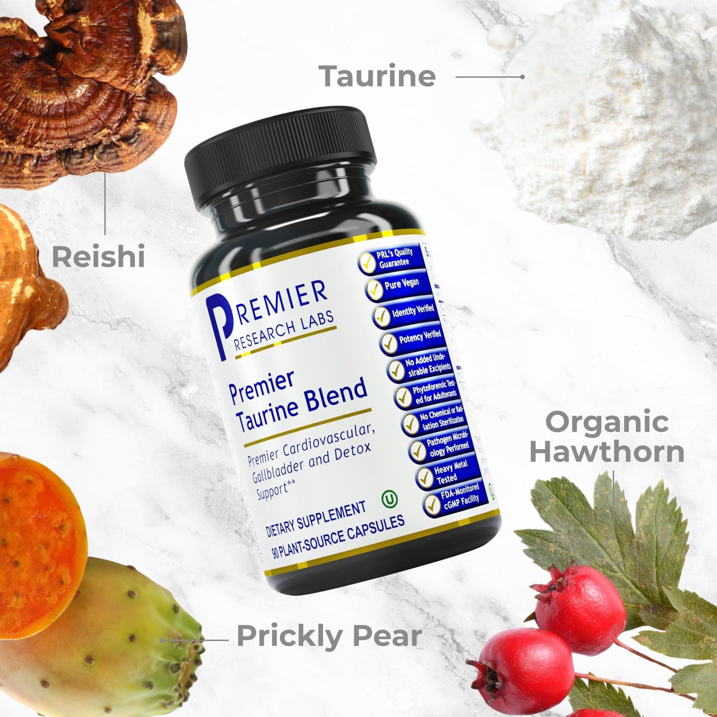 Premier Research Labs Taurine Blend - Taurine Supplement, Taurine Pills, L Taurine Amino Acid Supplement for Liver, Gallbladder, Brain & Heart Health, for Women & Men - 90 Vegetarian Capsules - dailyvitalstore
