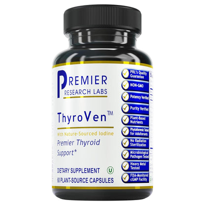 Premier Research Labs ThyroVen - Thyroid Support for Women, Thyroid Support for Men, Thyroid Supplement, Thyroid Support Complex with Naturally-Sourced Iodine - 60 Capsules - dailyvitalstore