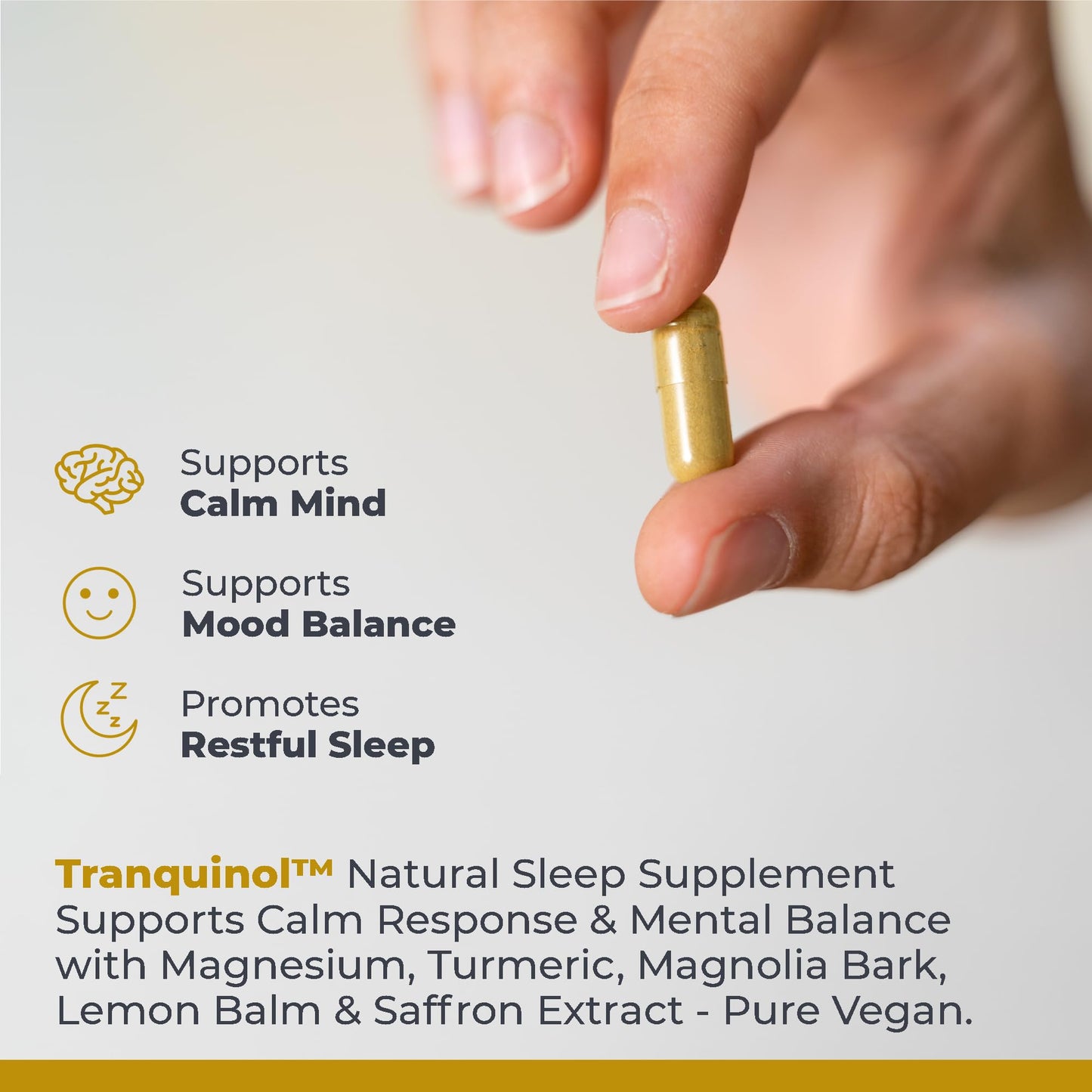 Premier Research Labs Tranquinol - Natural Sleep Aid Supplement for Deep Sleep Support and Calm Mind | Magnesium, Turmeric, Lemon Balm & Saffron Extract - Pure Vegan - 90 Plant-Source Capsules - dailyvitalstore