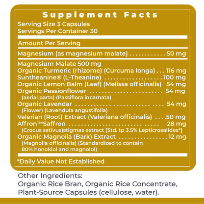Premier Research Labs Tranquinol - Natural Sleep Aid Supplement for Deep Sleep Support and Calm Mind | Magnesium, Turmeric, Lemon Balm & Saffron Extract - Pure Vegan - 90 Plant-Source Capsules - dailyvitalstore