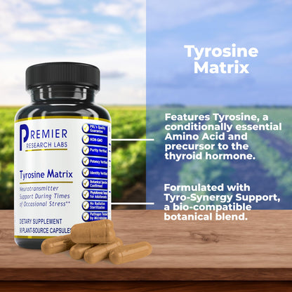 Premier Research Labs Tyrosine Matrix - L Tyrosine Supplement, L-tyrosine 944mg Capsules for Adults, Amino Acid Pills with Red Algae & Rhodiola Rosea - 90 Vegetarian Capsules - dailyvitalstore
