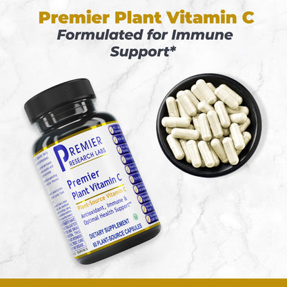 Premier Research Labs Vitamin C Supplement - Natural Vitamin C, Whole Food Vitamin C, Essential C Complex, Pure with Bioflavonoids & Organic Ingredients - 60 Vegetarian Capsules - dailyvitalstore