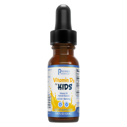 Premier Research Labs Vitamin D3 for Kids - Vitamin D Drops for Children, Kids Liquid Vitamin D, 400 IU Per Serving, Supports Healthy Brain Development - 0.43 fl oz - dailyvitalstore