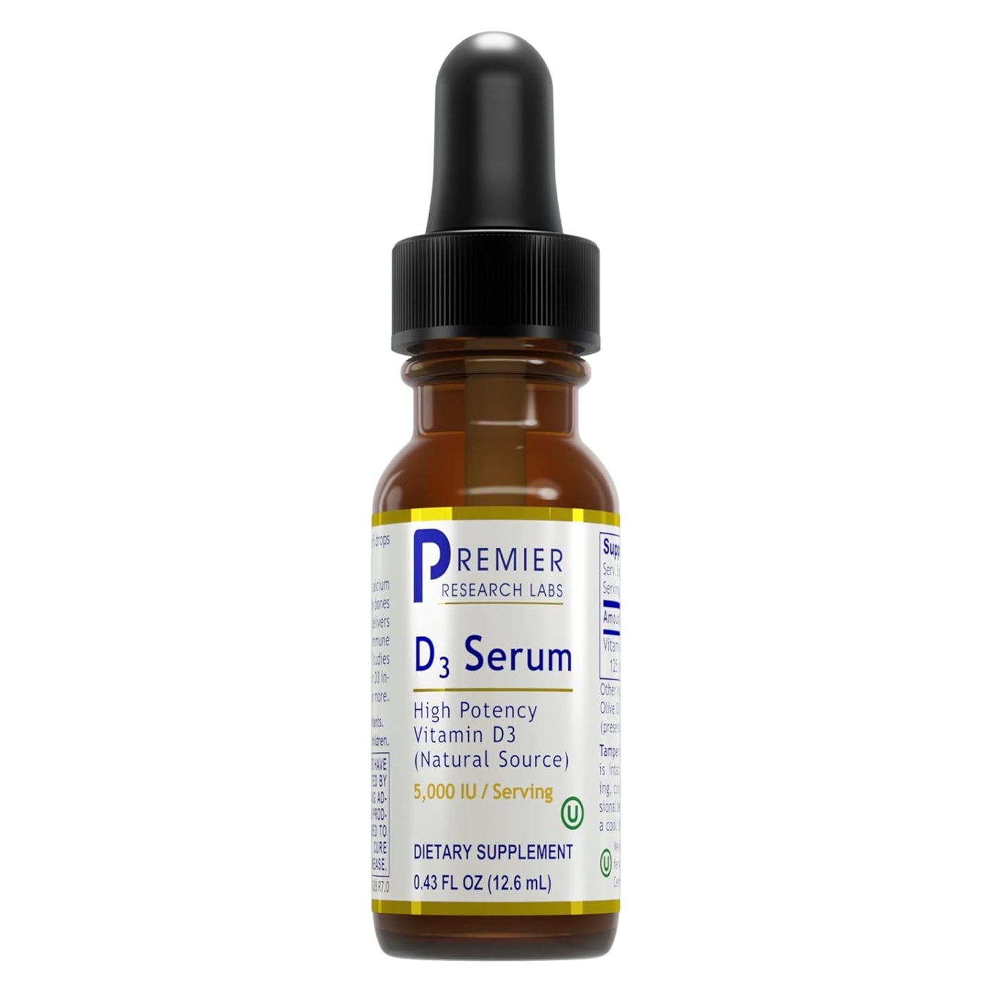 Premier Research Labs Vitamin D3 Serum - Liquid Vitamin D Oil Drops for Adults, Liquid Vitamin D3 5000 IU, Sublingual Vit D3 Liquid - 0.43 fl oz - dailyvitalstore